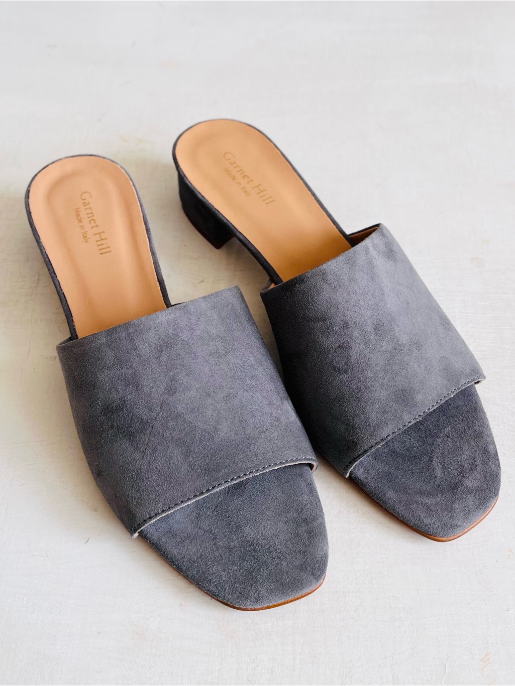 [Garnet Hill] Leather Suede Lillian Block Heeled Slides — image 4 of 8